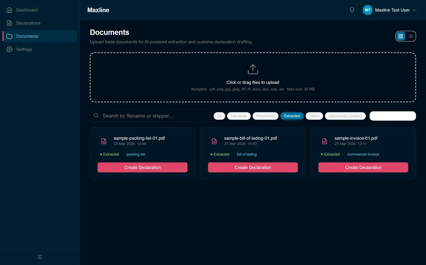 Maxline platform — step 2