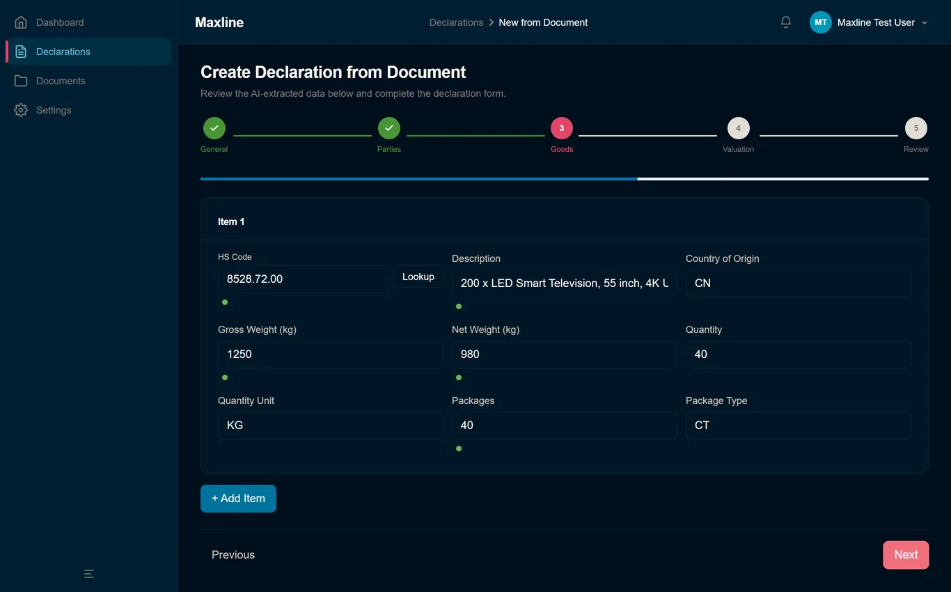 Maxline platform — step 4